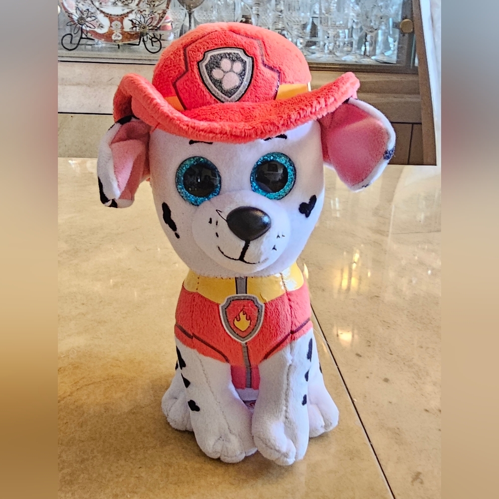 Ty Beanie Boo Marshall Plush Animal Dalmatian Paw Patrol Sparkle Eyes 6"